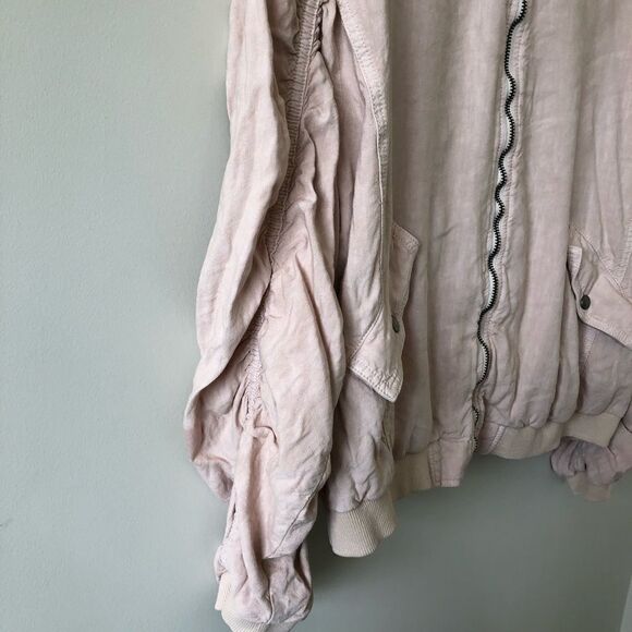 Free PEOPLE - Ruched Linen Bomber Jacket - Picture 4 of 8